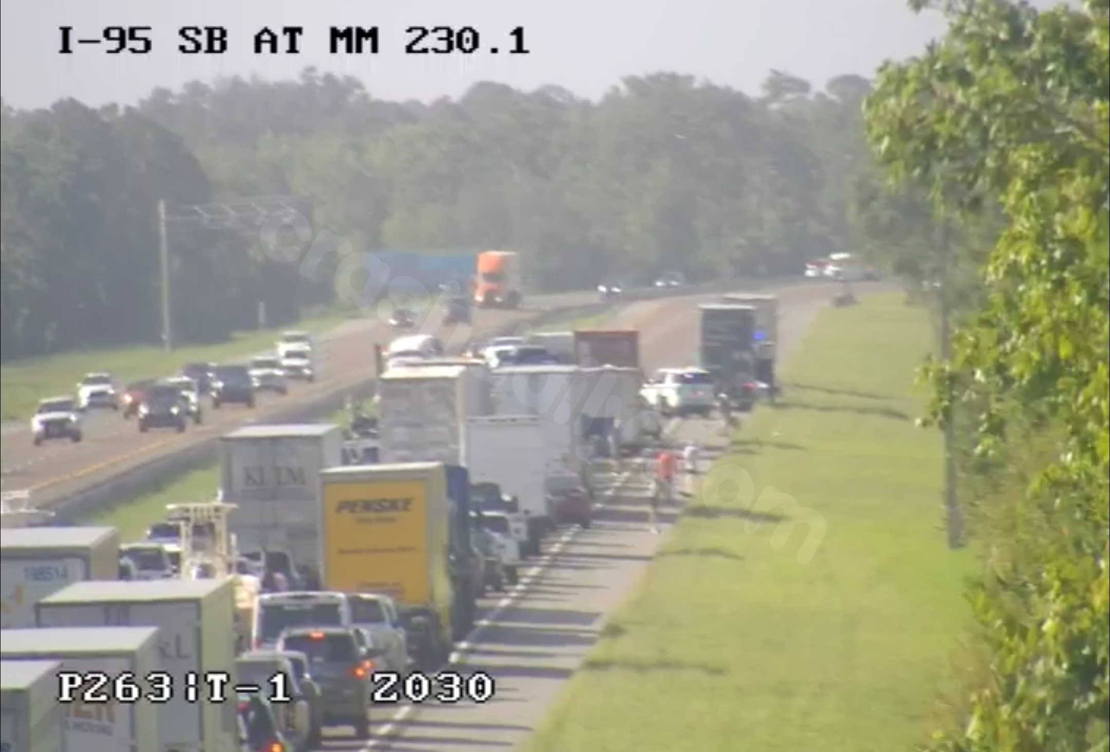 Investigation underway for deadly three-car accident on I-95 in Mims; Southbound lanes shut.