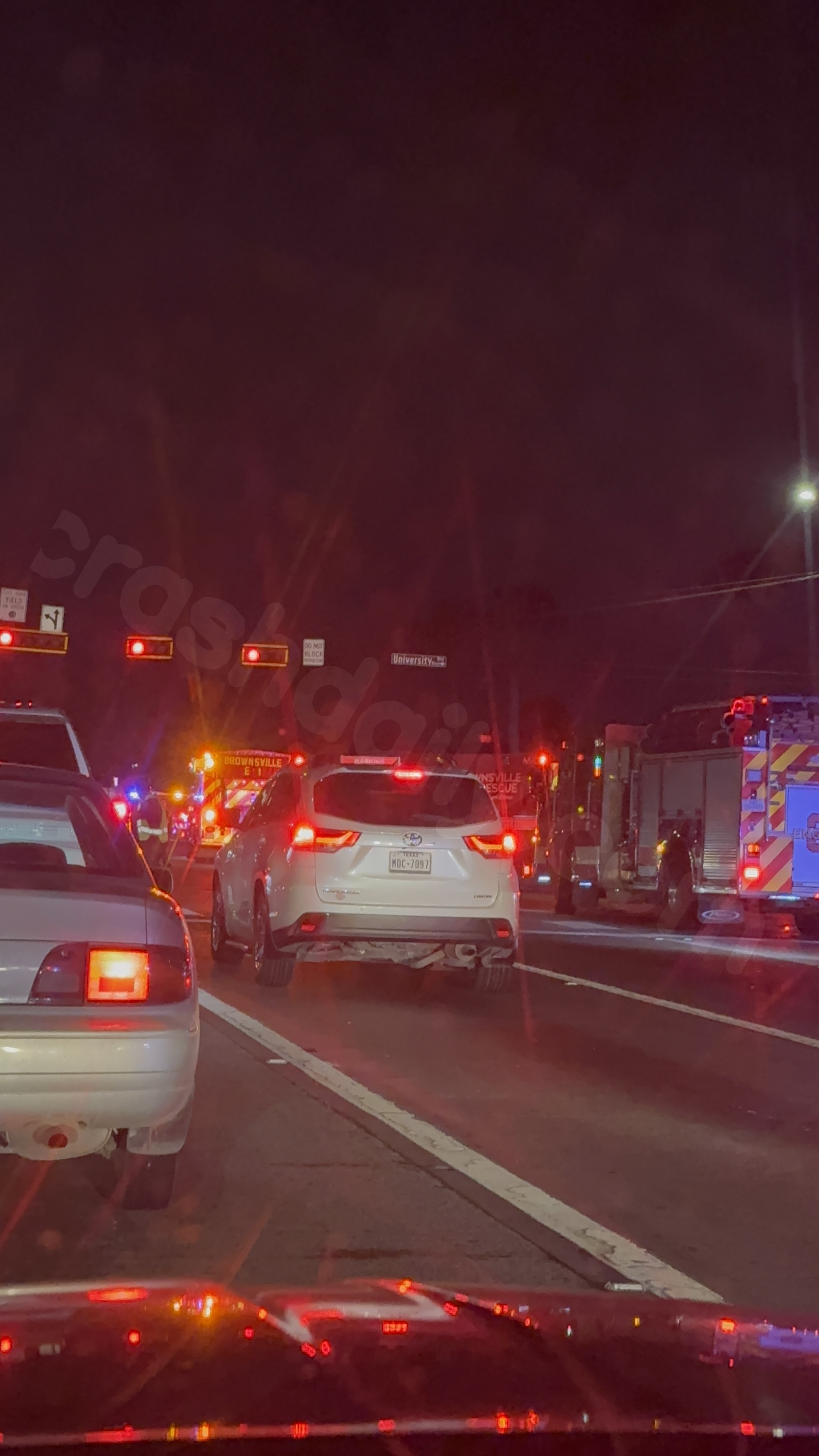 Traffic delay near University Blvd due to serious accident.