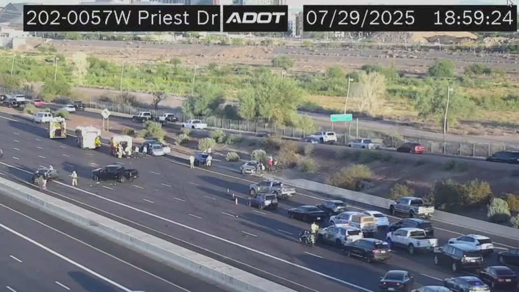 Five individuals injured in multiple-vehicle collision on Loop 202 in Tempe