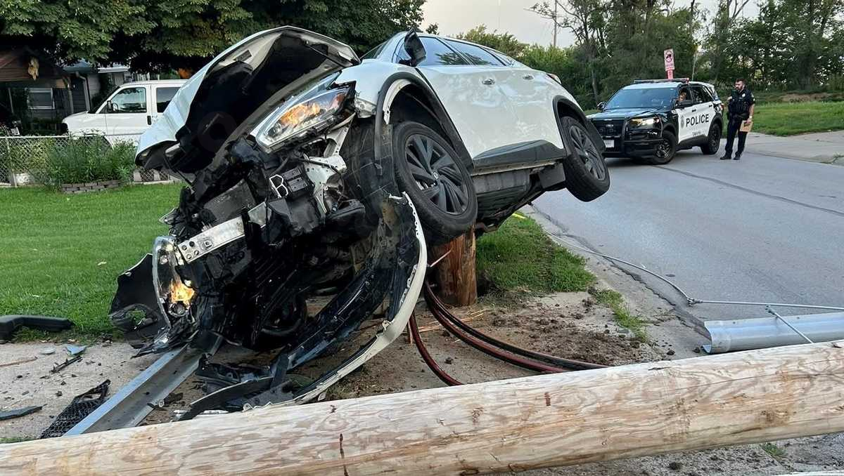 Photos: Power outage in Omaha due to vehicle crashing into power pole.