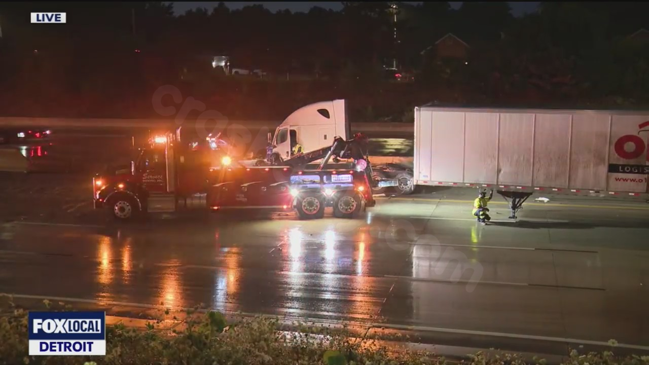 Semi-truck accident shuts down I-696 near I-75.