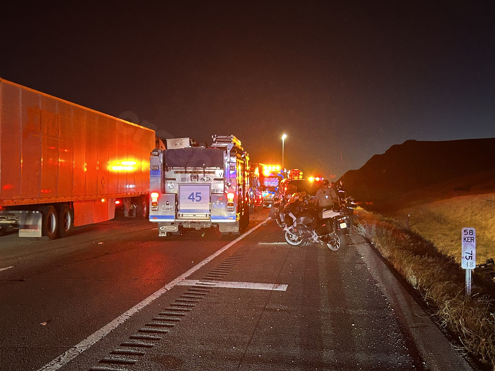 Cars pushed into ravine after multiple vehicle collision on Highway 58
