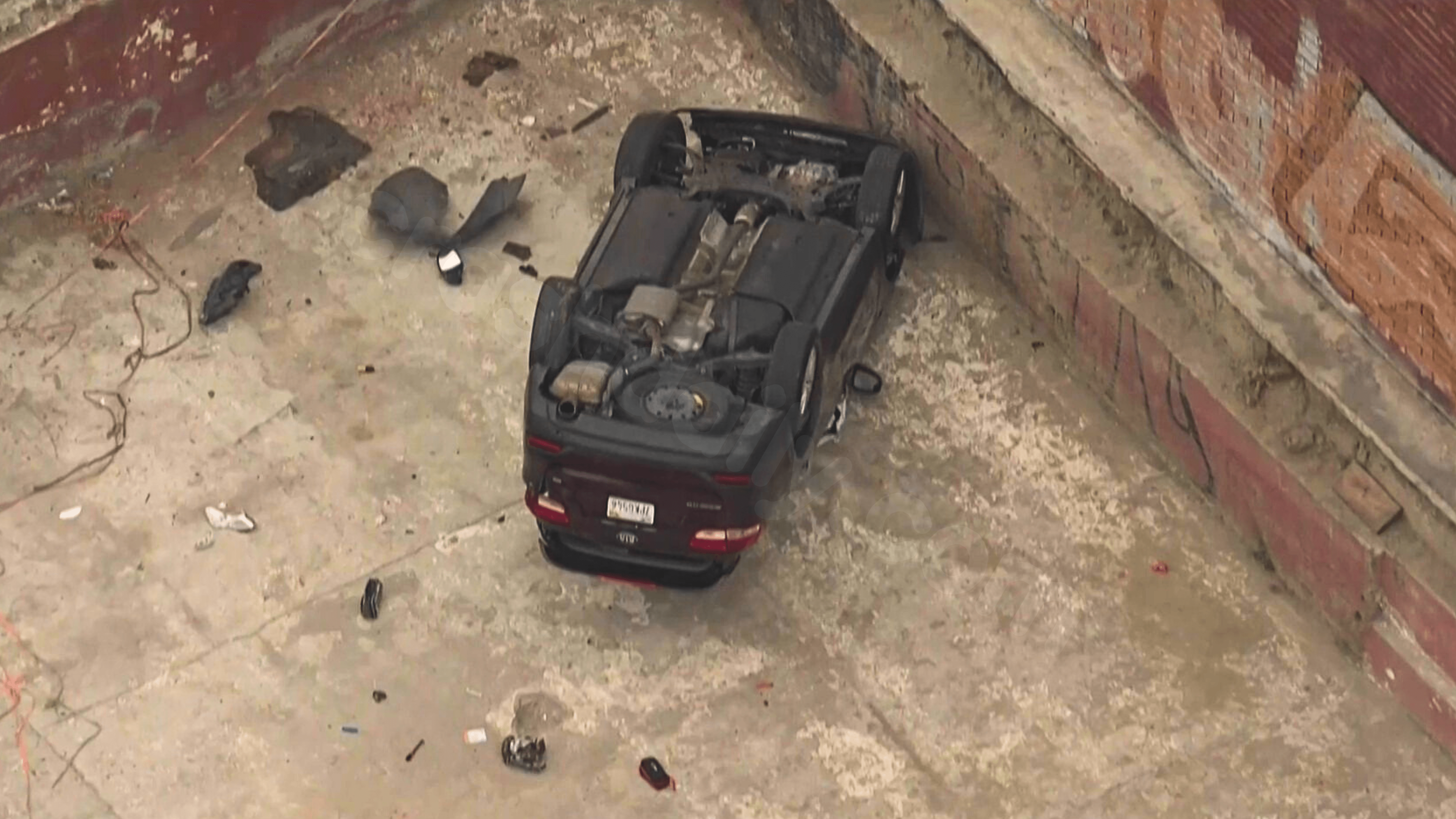 SUV flips over with driver trapped inside post stolen vehicle collision in Los Angeles