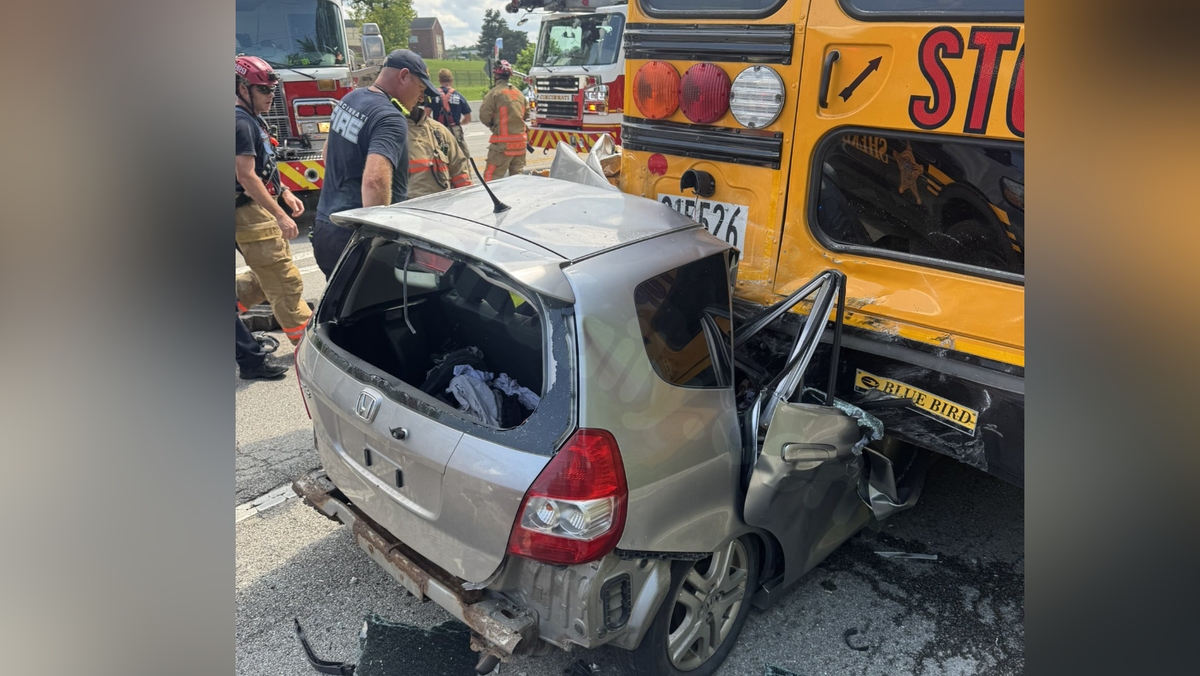 Driver seriously injured after pursuit ends in crash with school bus in Madisonville