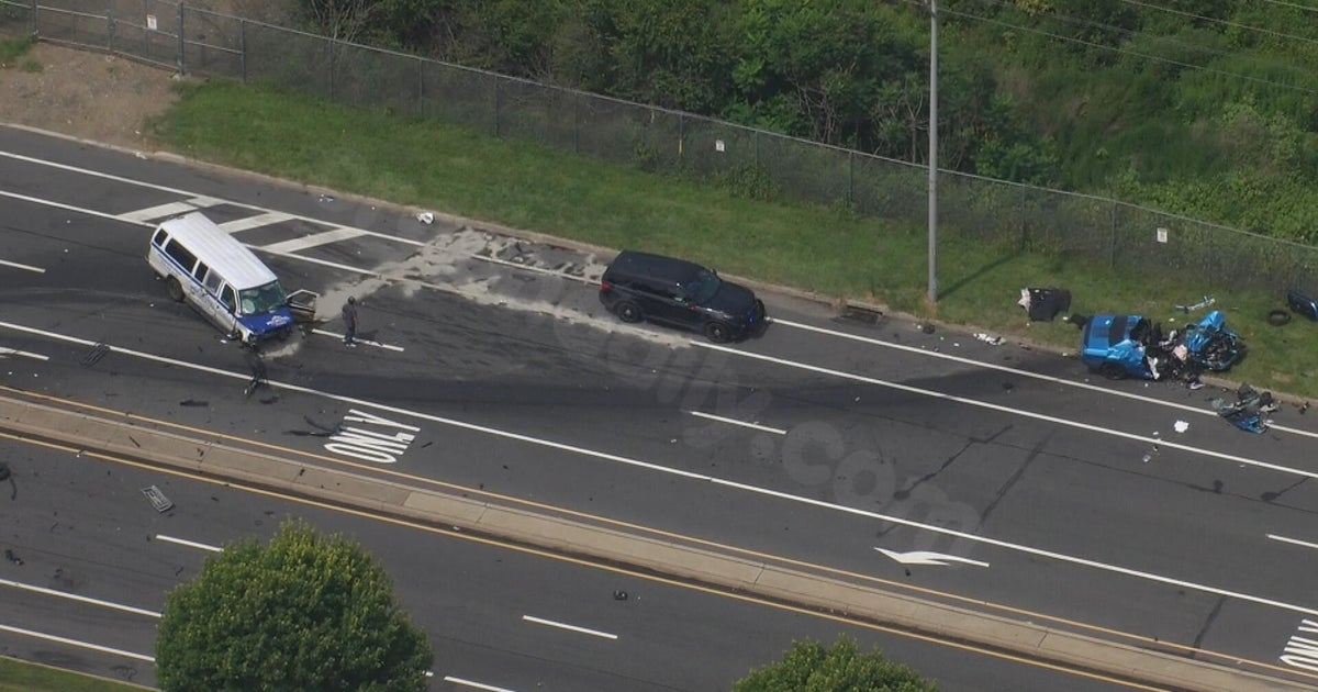 Airport shuttle crashes on Bartram Ave in Southwest Philly