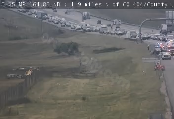 1 individual transported by helicopter, northbound I-25 shut down just south of Larkspur following 2-car collision