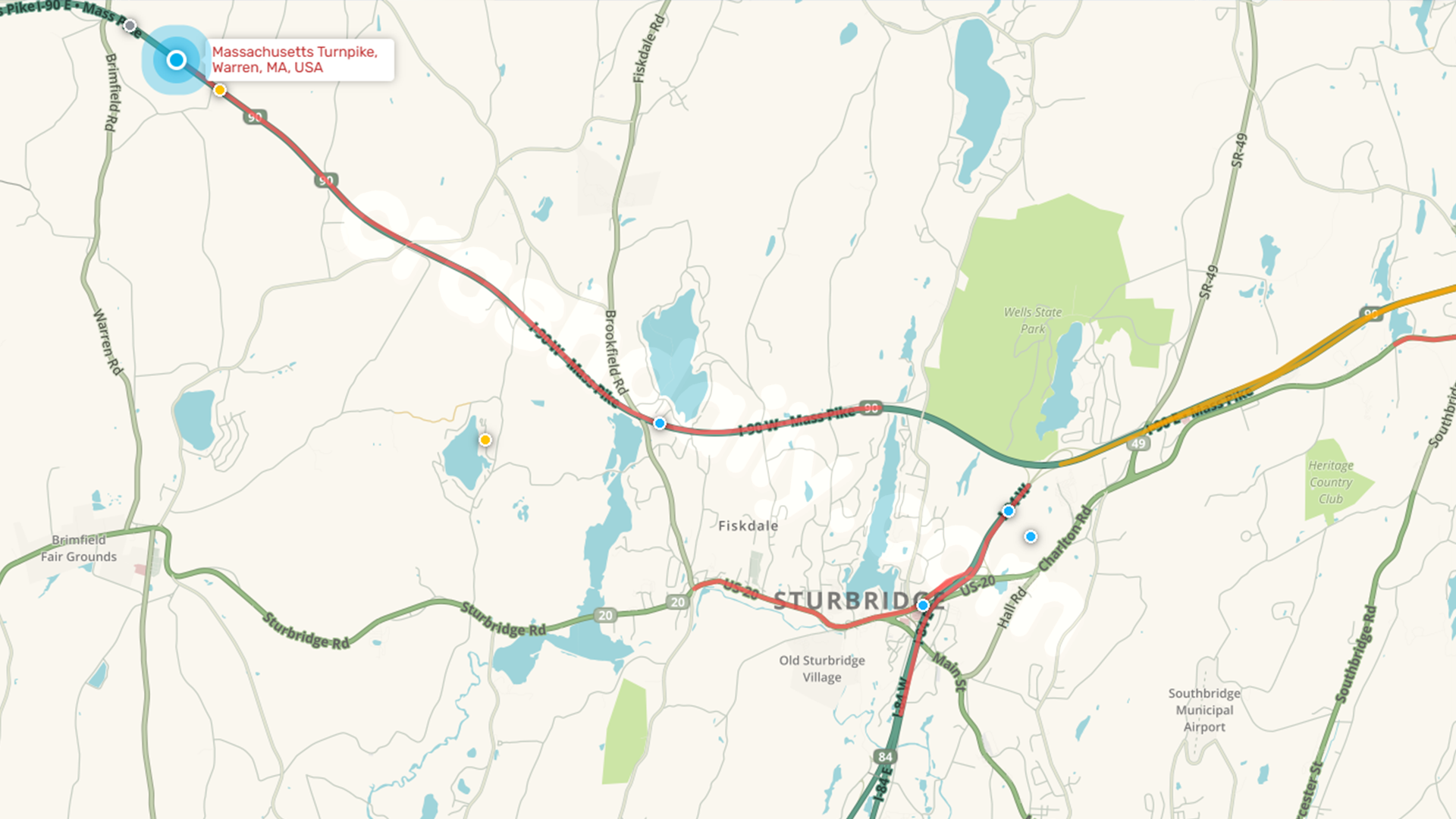 Traffic delayed on Massachusetts Turnpike in Warren due to crash
