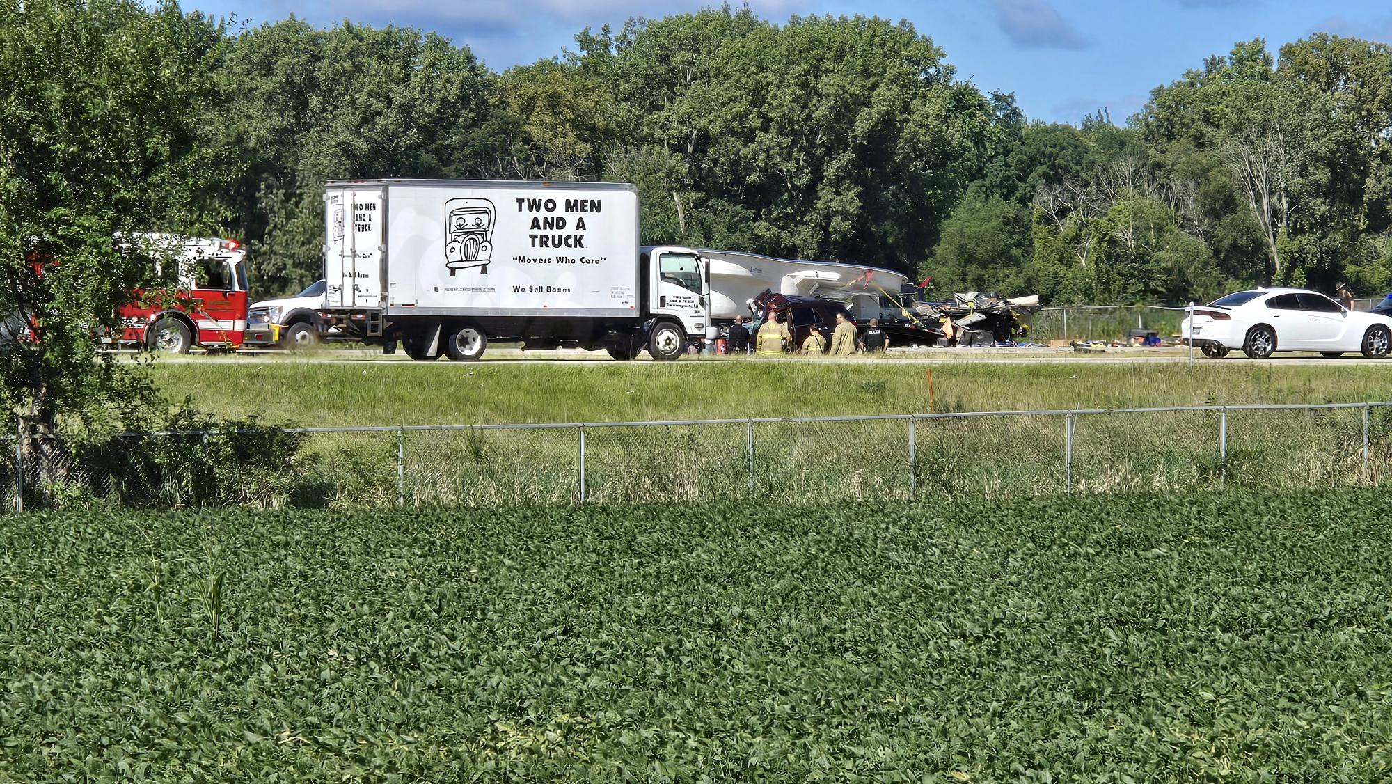 Closure of U.S. 61 due to multi-car collision.