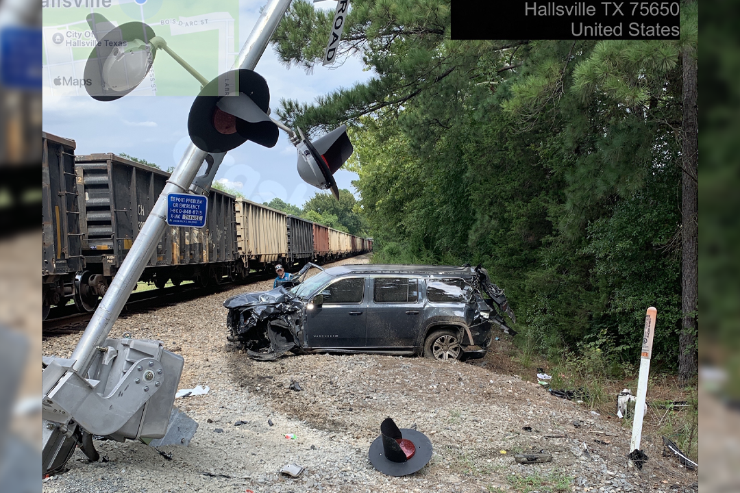 Investigation initiated following collision between train and car in Hallsville.