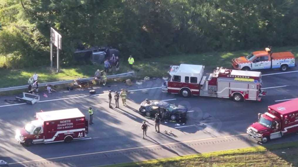 Six injured in crash on I-95 southbound in North Hampton