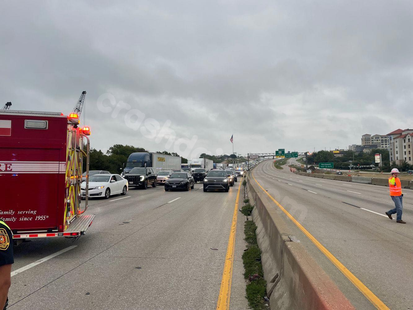 Traffic accident closes both lanes of I-30 at Lake Ray Hubbard Bridge in Rowlett