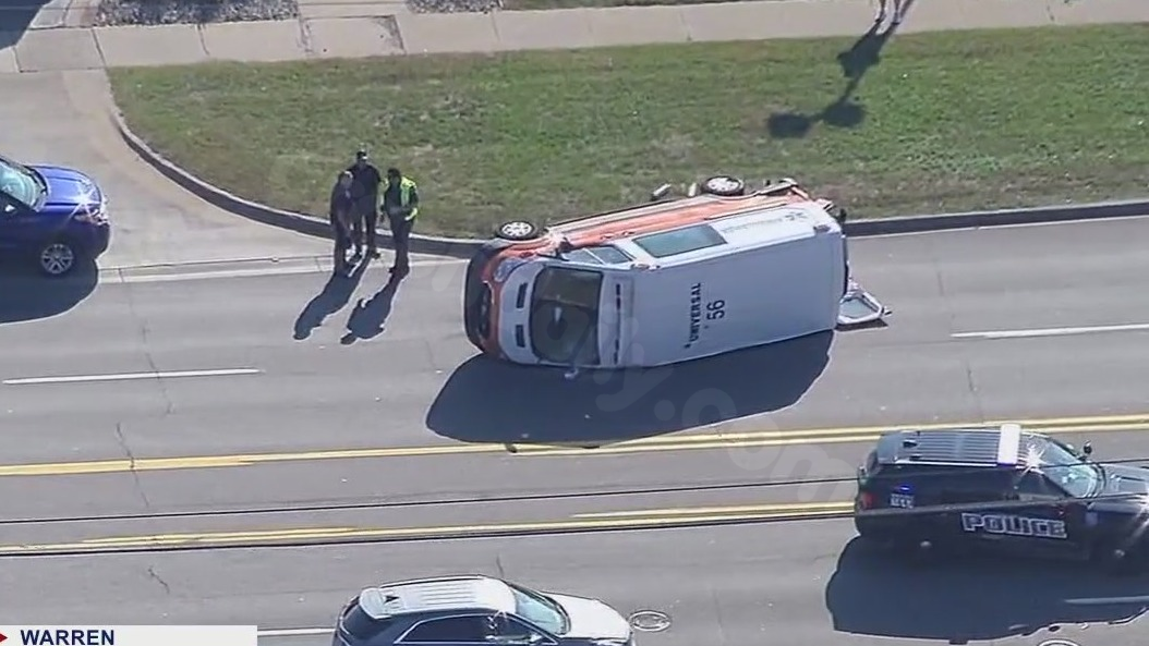 Ambulance rollover in Warren after SUV crash