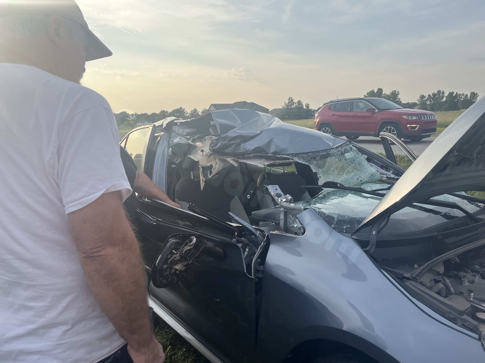 Plane crash at Stearman causes no injuries to car occupants