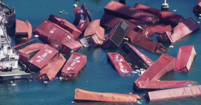 Dozens of shipping containers fall into ocean at Port of Long Beach