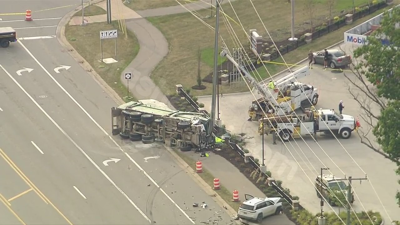 Serious Crash in Lake Orion Flips Garbage Truck, Road Closure