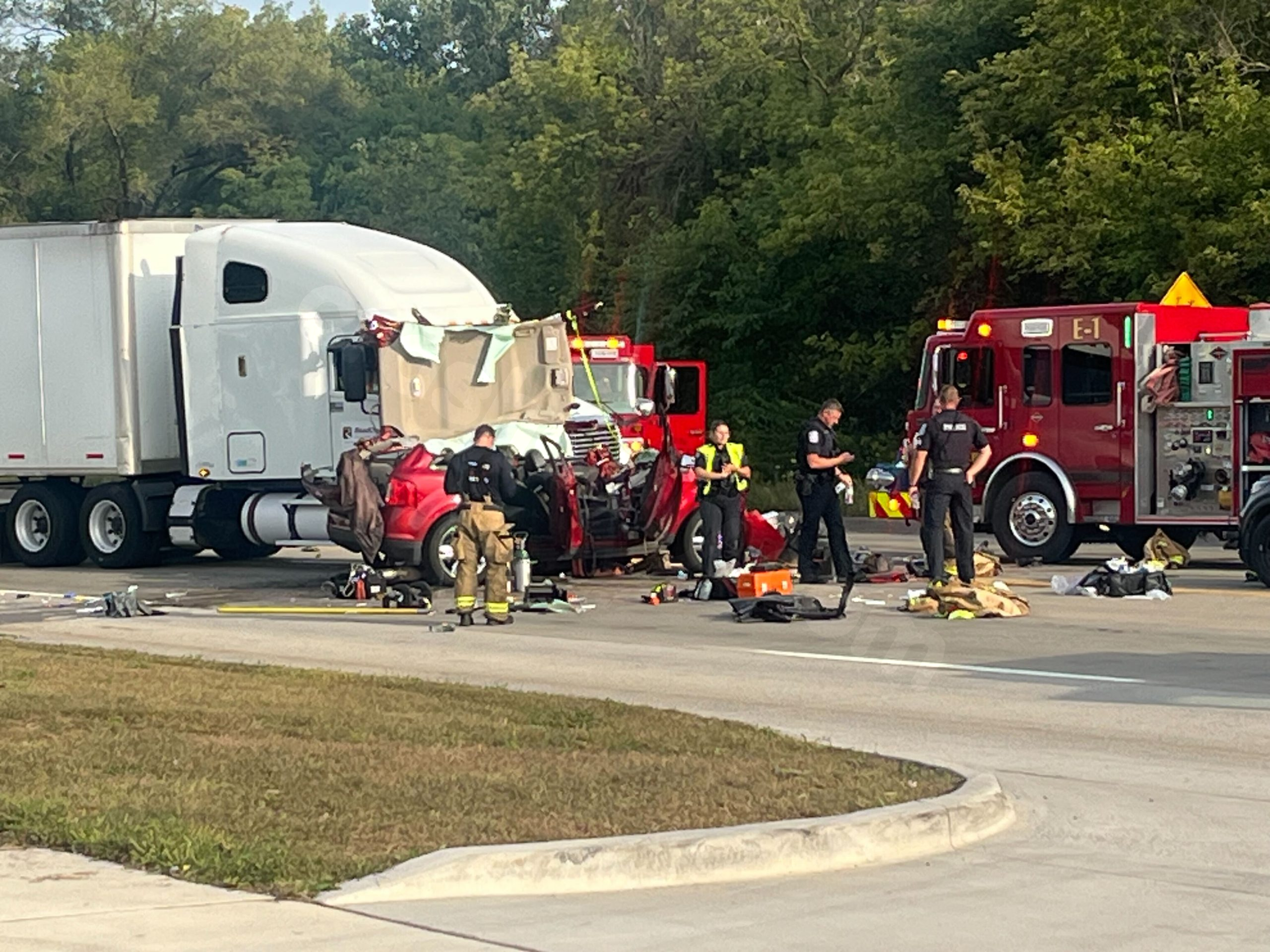 SUV demolished in Van Buren Township semi truck collision, driver injured