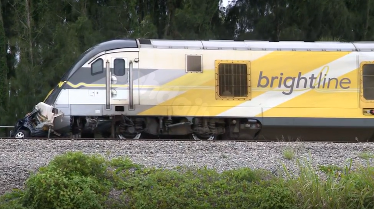 Driver dies as car is split in half in crash with Brightline train