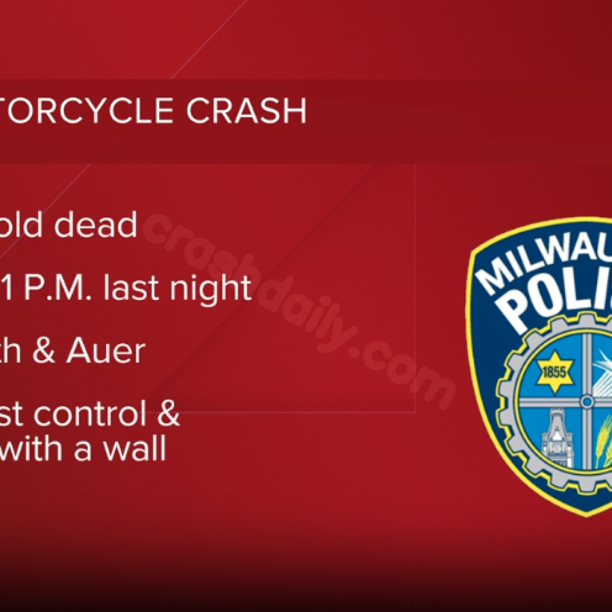 Fatal motorcycle accident near 96th and Auer in Milwaukee, claims life of 57-year-old