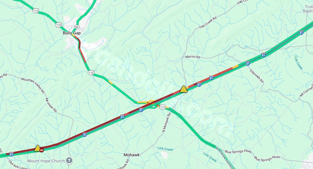 Single lane closed on I-81 in Greene County due to crash