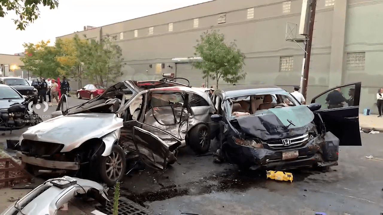 NYPD reports one fatality and four injuries in Brooklyn triple-vehicle accident.