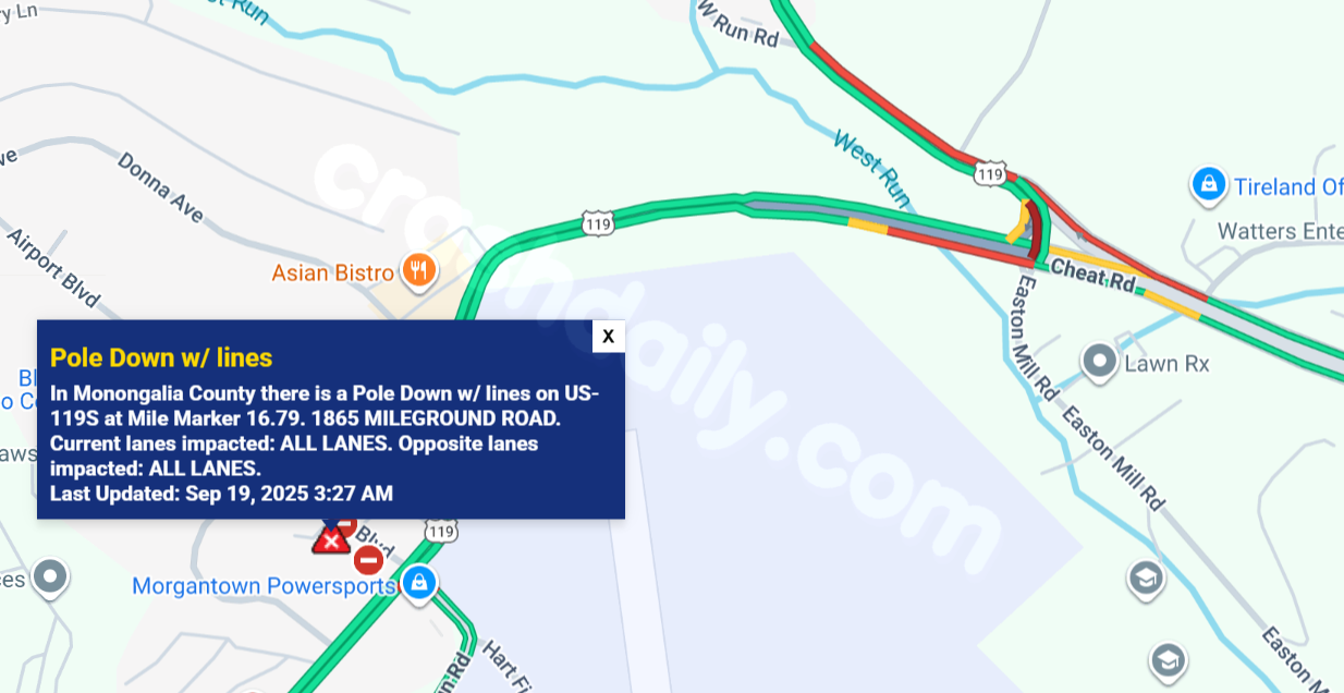 Intersection closure due to accident