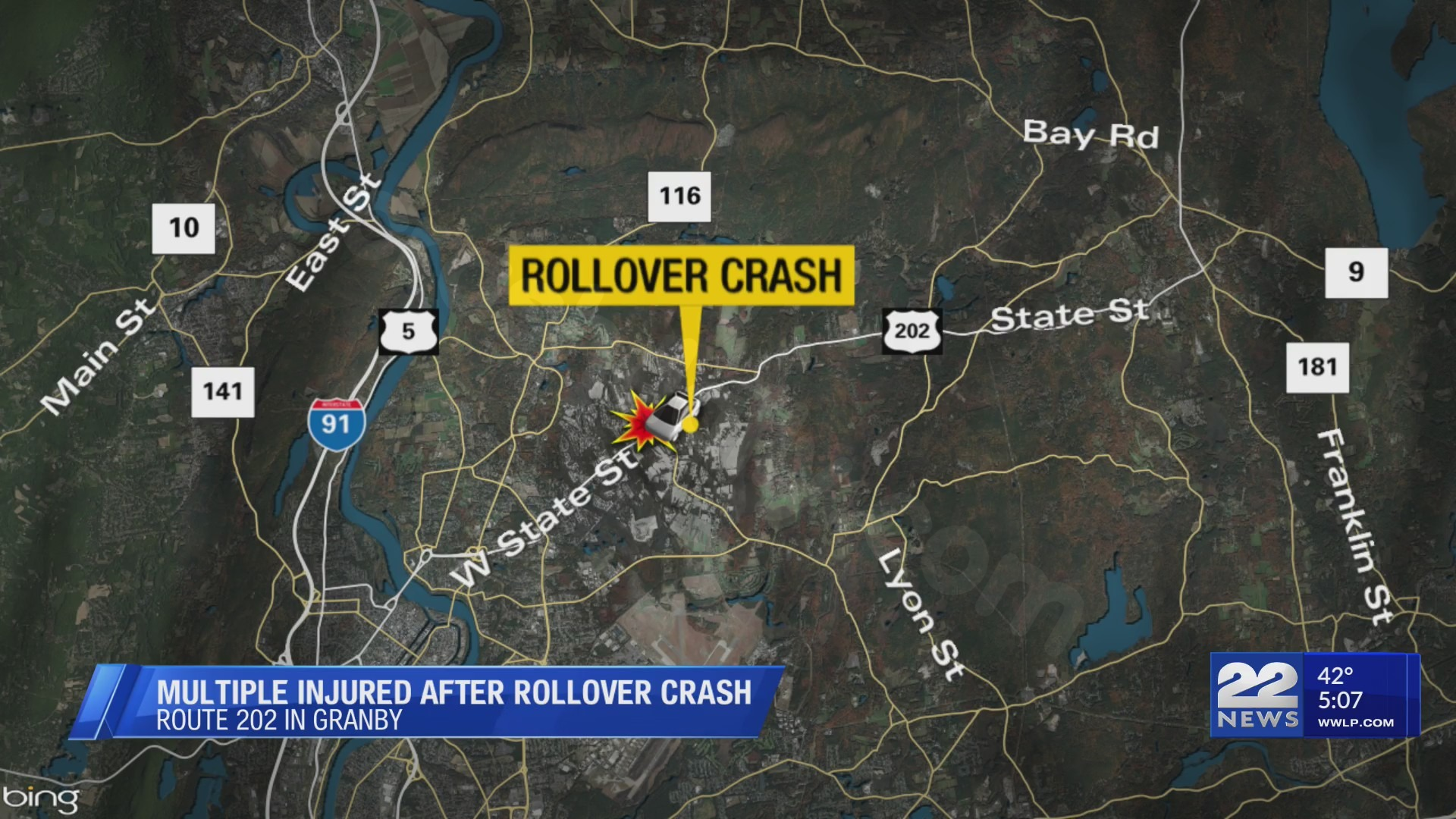 Accident on Route 202 in Granby sends multiple to hospital