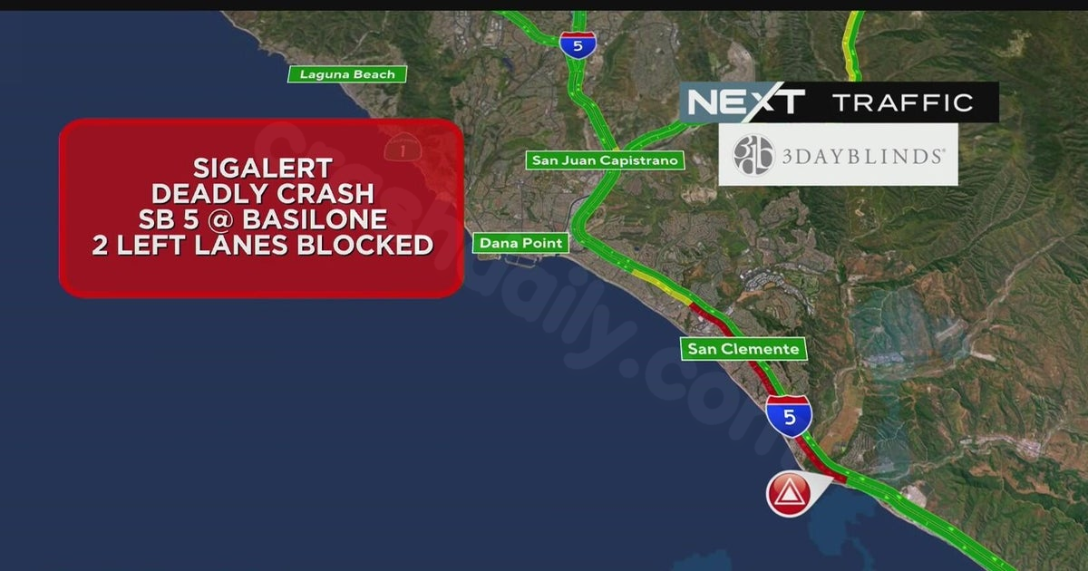 Closure of several lanes on southbound 5 Freeway in San Clemente due to fatal accident