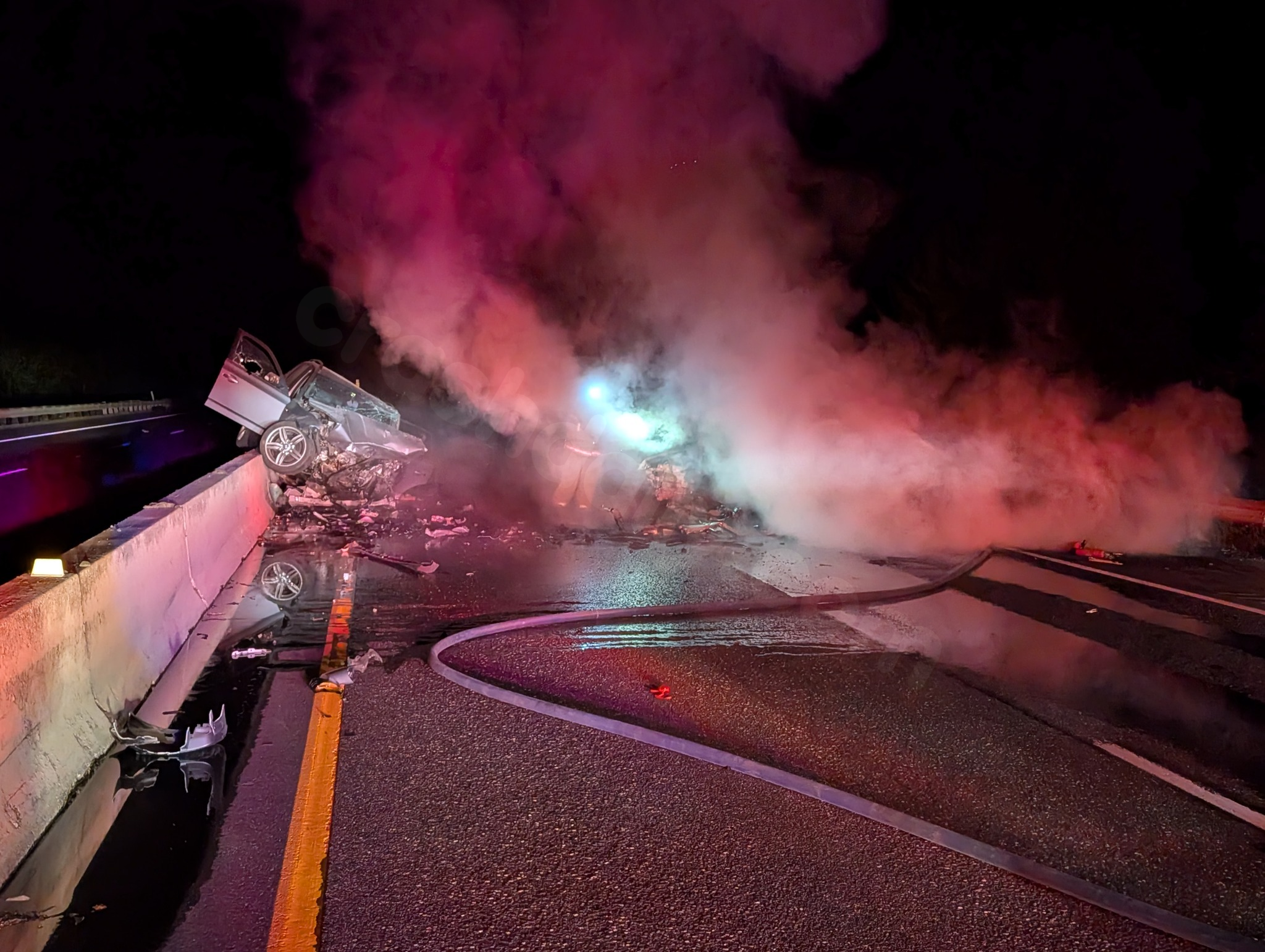 Tesla catches fire and driver dies in wrong-way crash on I-84.
