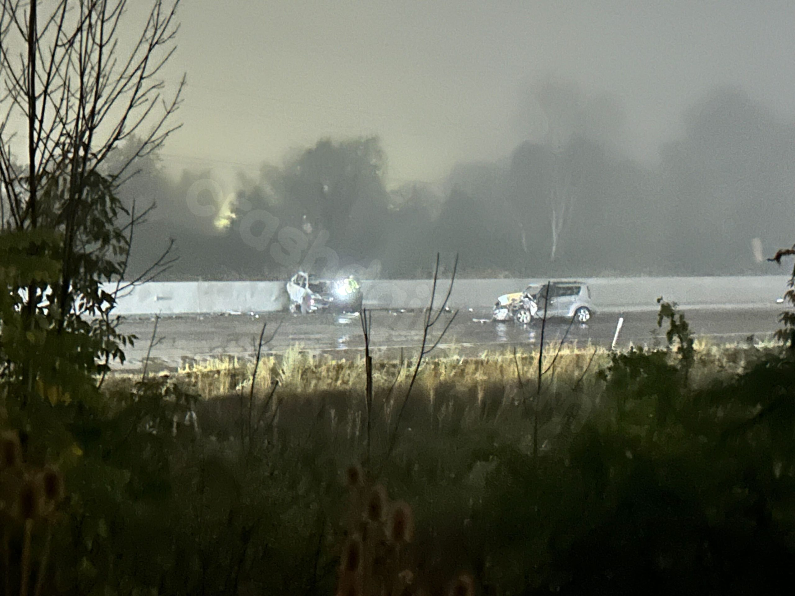 Eastbound I-96 Blocked at Beck After Fiery Collision