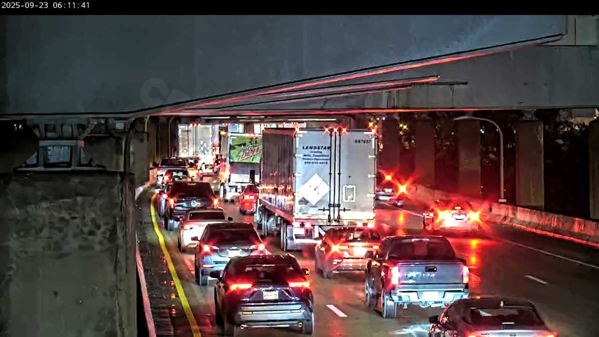Traffic congestion after collision on Brent Spence Bridge in Cincinnati