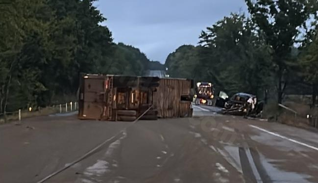 All lanes closed due to Queensbury crash, detour in effect.