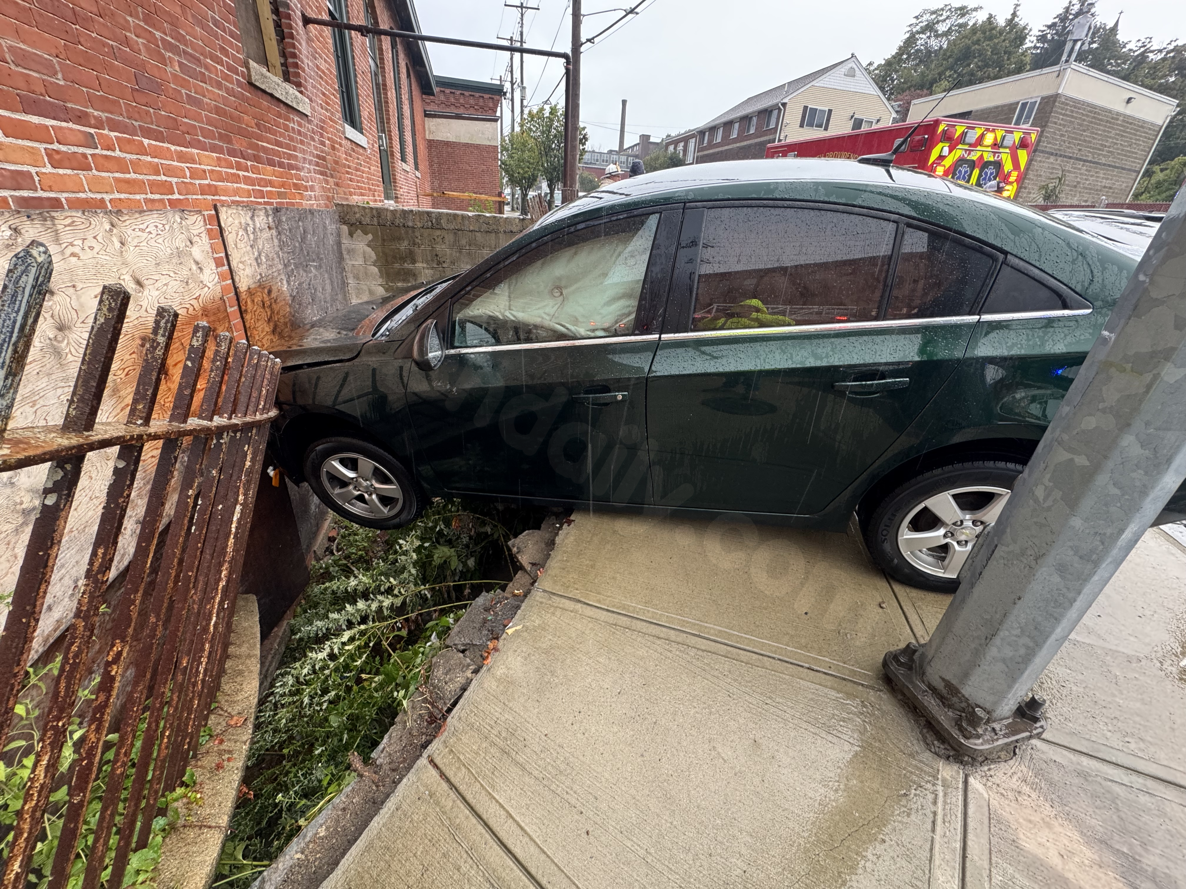 Vehicle collides with structure in Central Falls