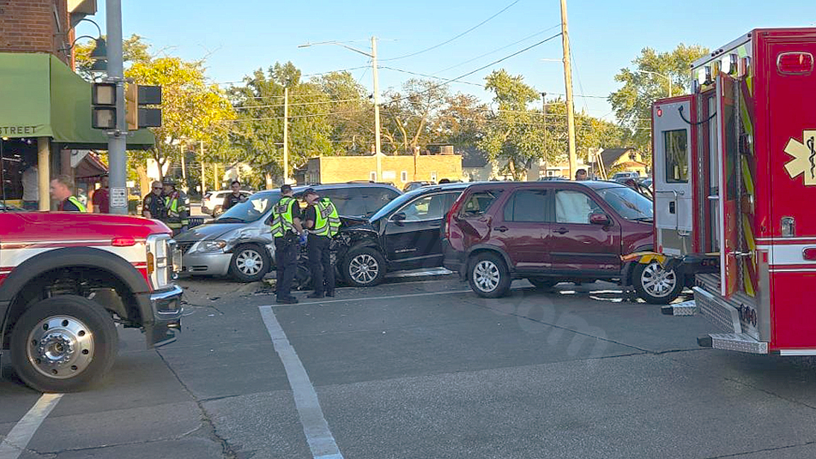 One person taken to hospital after three-car collision in Rock Island