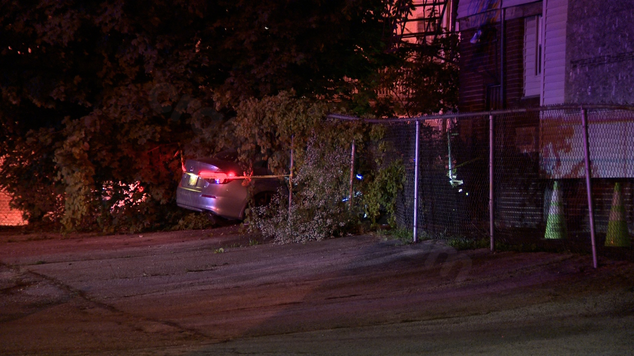 Car crashes into a house after two-vehicle collision