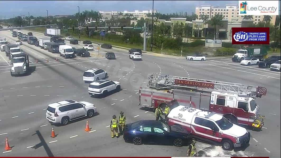 Car collides with San Carlos Park fire truck on Wednesday morning