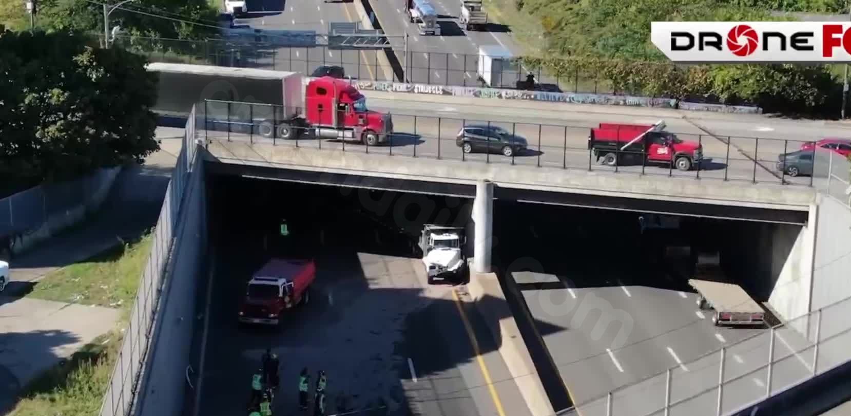 Traffic congestion due to accident on I-90 involving fuel spill.