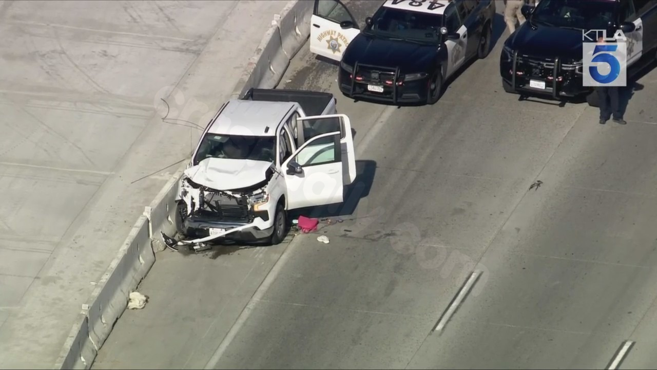 Truck theft chase leads to freeway crash in L.A. County