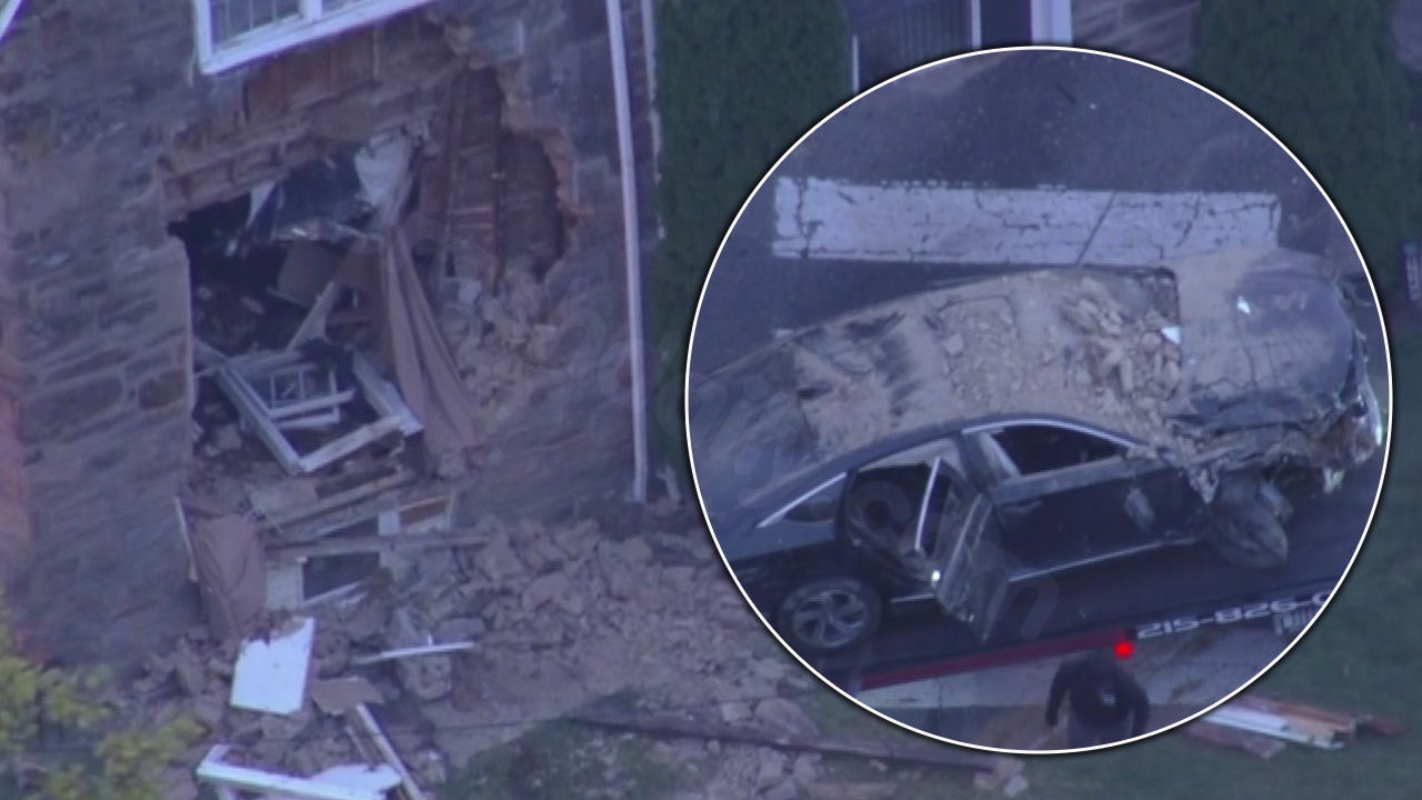 Driver runs away after accident causes car to hit house in Philadelphia: authorities
