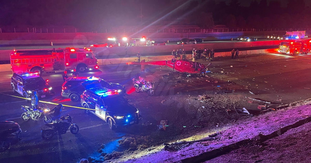 Helicopter accident on Sacramento freeway leaves 3 in critical condition