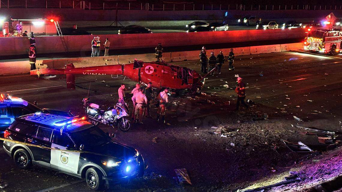 Helicopter crash on Highway 50 in Sacramento leaves 3 critical