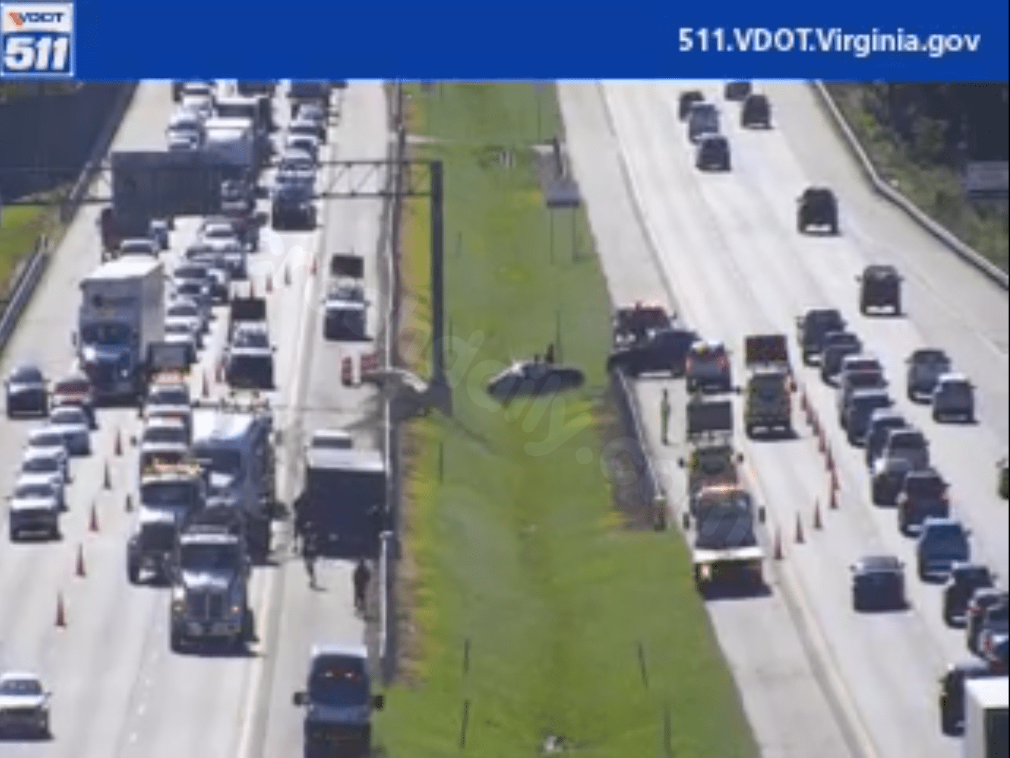 Traffic delays near Fort Eustis Blvd due to tractor-trailer crash.