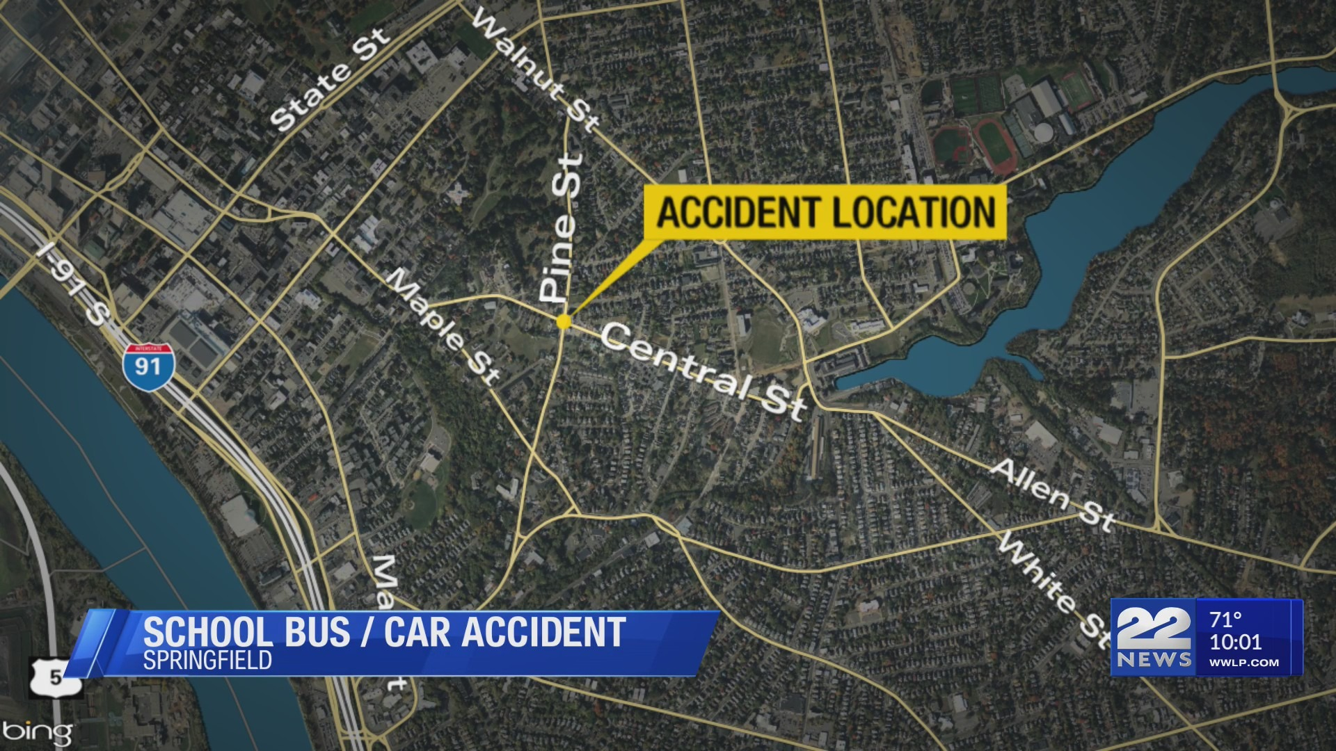 Collision involving school bus and vehicle in Springfield injures one
