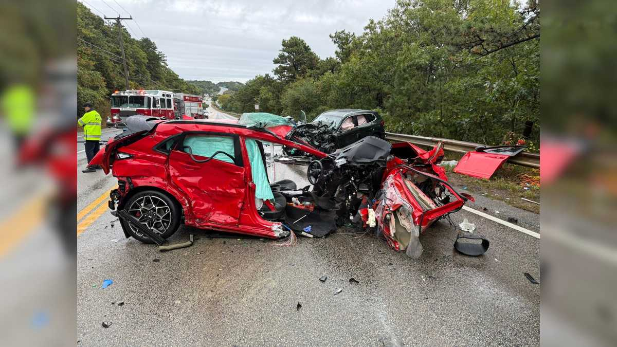 Fiery crash on Cape Cod results in serious injuries.