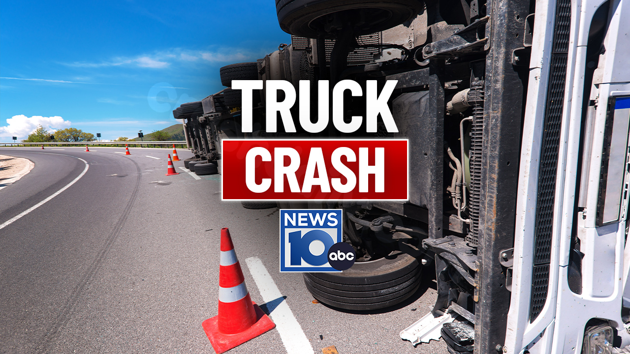 Traffic halted on Northway near Moreau due to truck accident