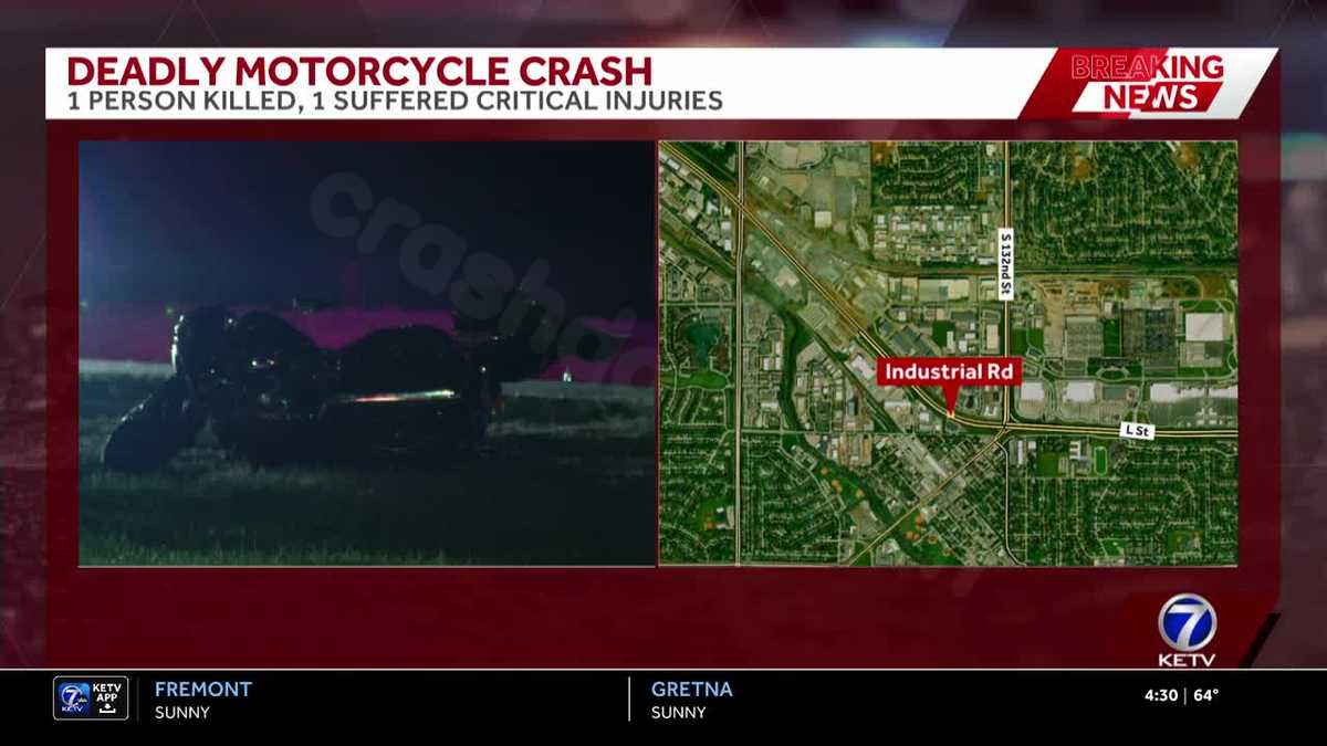 Fatal motorcycle crash injures one person.