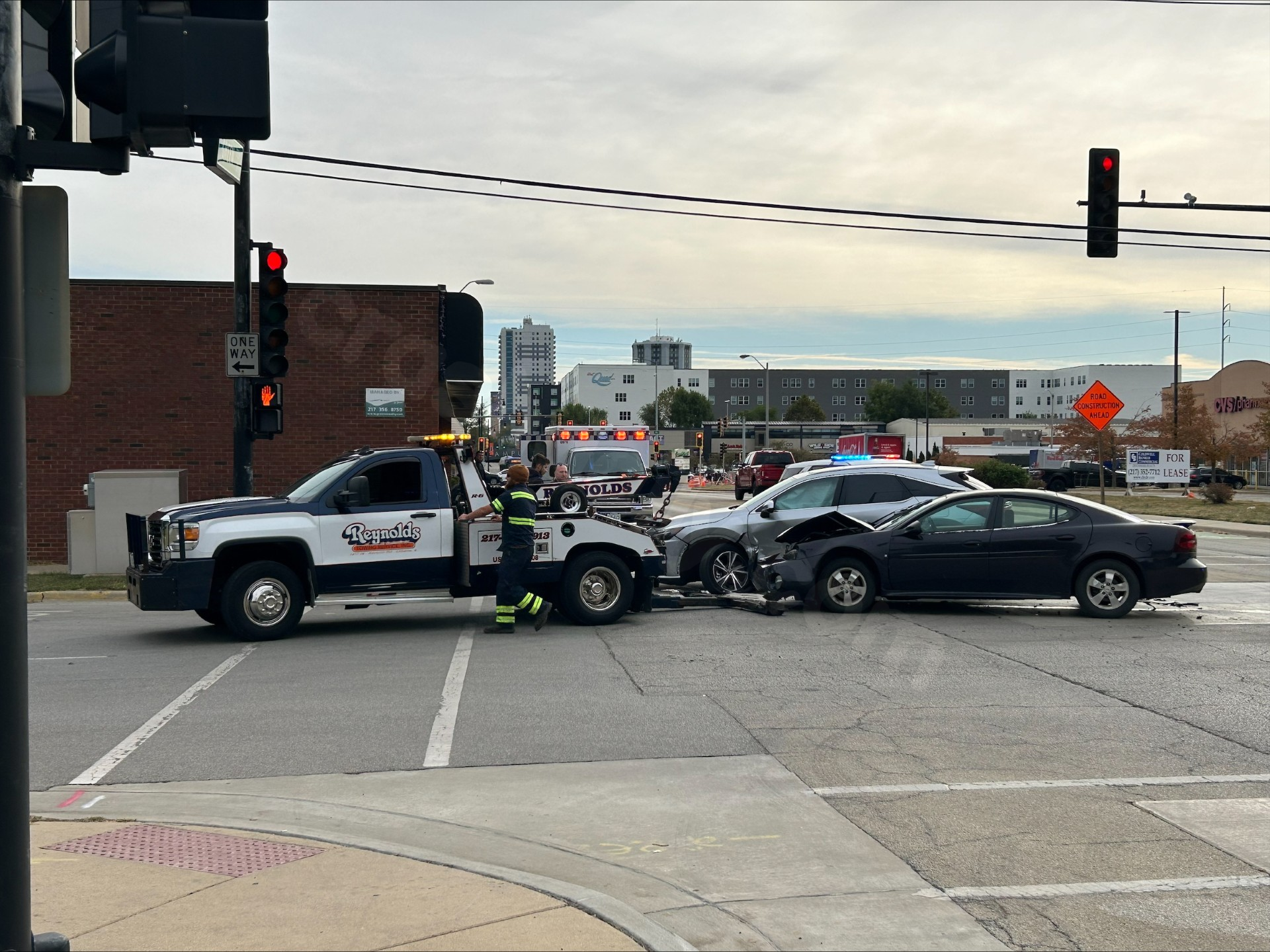 Green Street in Champaign closed after two-car collision; no injuries disclosed