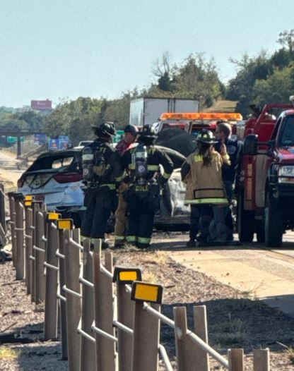 Traffic jam on Southbound I-35 due to collision