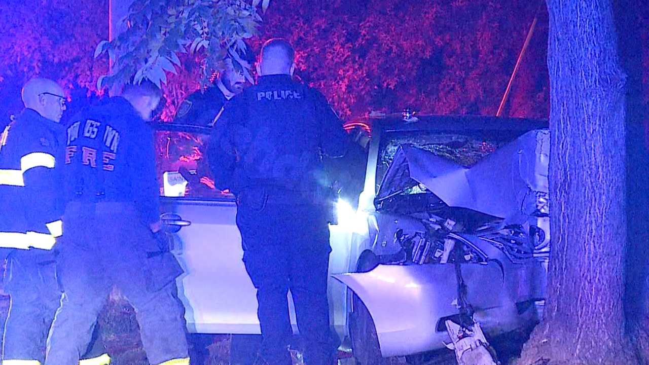 Vehicle collides with tree on South Meridian
