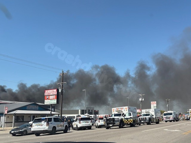 Aircraft accident near Fort Worth, several semi-trucks ablaze