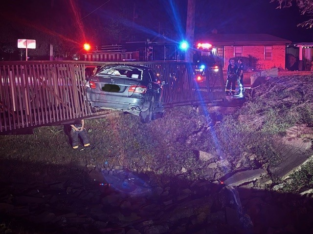 Car collision engulfs Wichita footbridge in flames